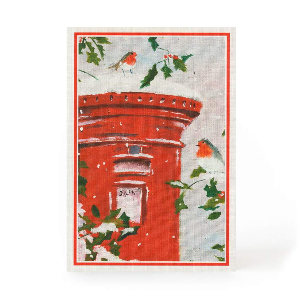 2118 Postbox Robbins Christmas Card